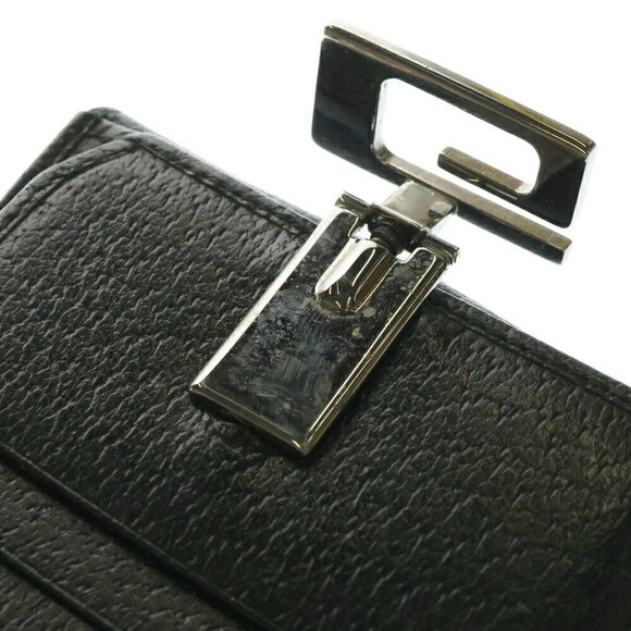 Gucci GG Clip Leather Compact Wallet Bi fold Black - Picture 6 of 6